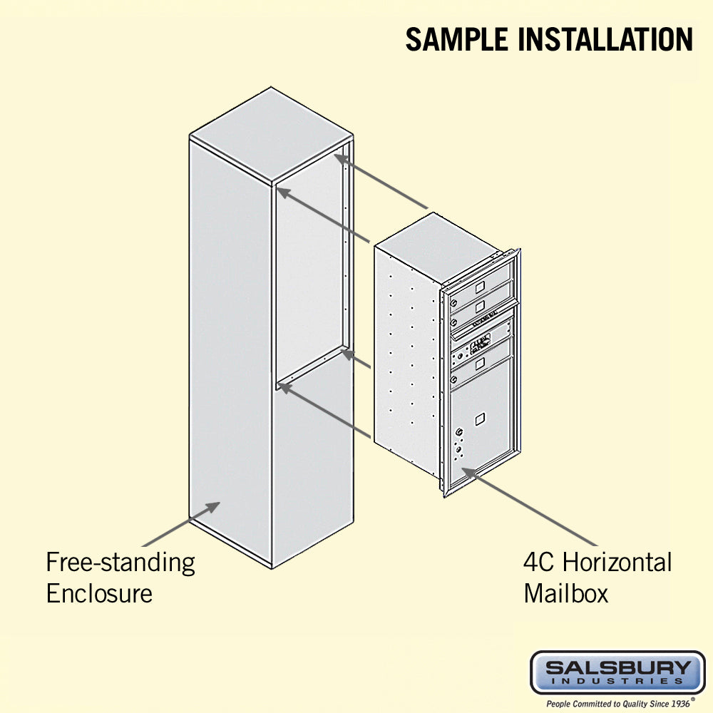 10 Door High Free-Standing 4C Horizontal Mailbox with Parcel Locker in Aluminum