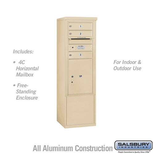10 Door High Free-Standing 4C Horizontal Mailbox with Parcel Locker in Sandstone