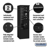 10-Door Free-Standing Mailbox with Parcel Locker in Black
