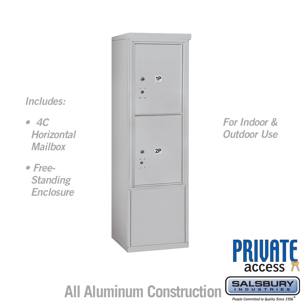 10-Door Free-Standing Parcel Locker with 2 Parcel Lockers, Aluminum, Private Access