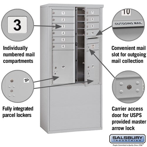 11-Door Free-Standing 4C Horizontal Mailbox with Parcel Lockers and USPS Access
