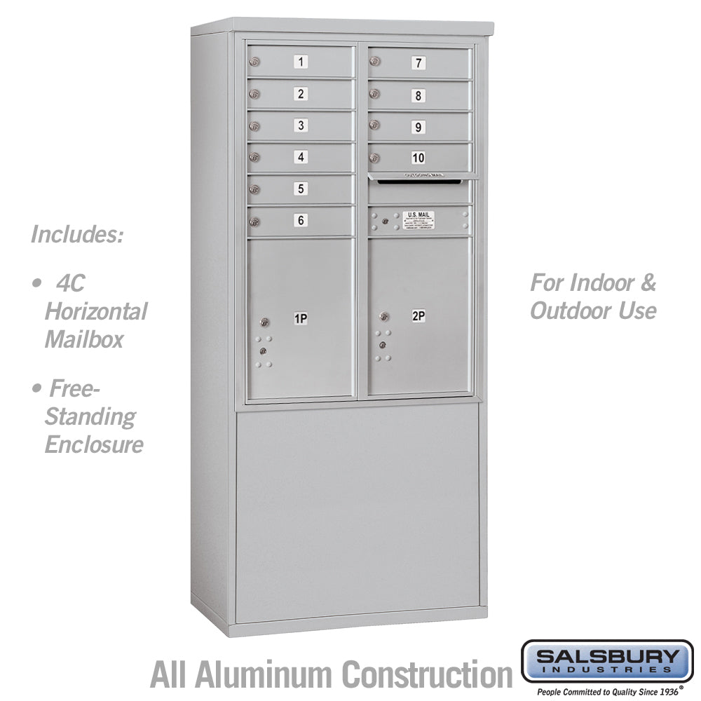 11-Door Free-Standing 4C Horizontal Mailbox with Parcel Lockers and USPS Access