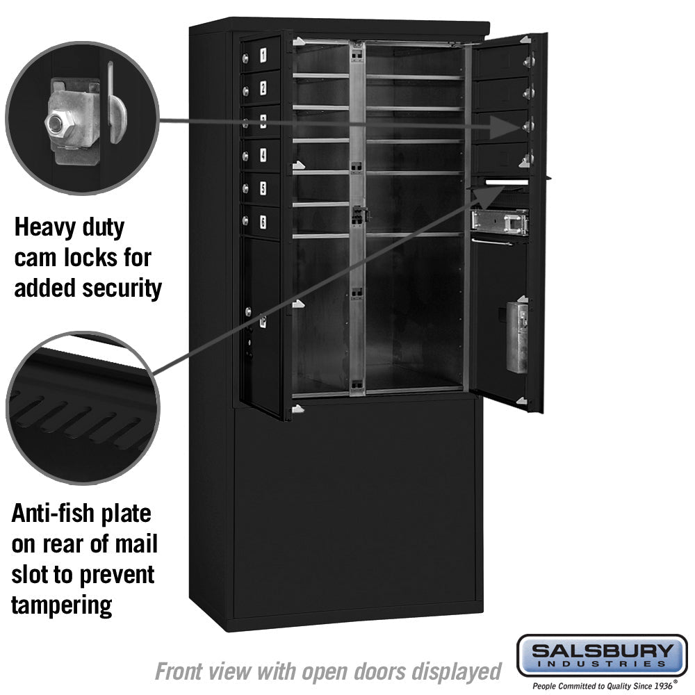 11-Door Free-Standing Mailbox with Parcel Locker in Black