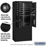 11-Door Free-Standing Mailbox with Parcel Locker in Black