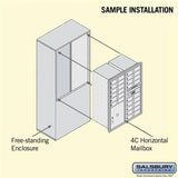 11 Door High Free-Standing 4C Horizontal Mailbox with 15 Doors and Parcel Locker in Aluminum