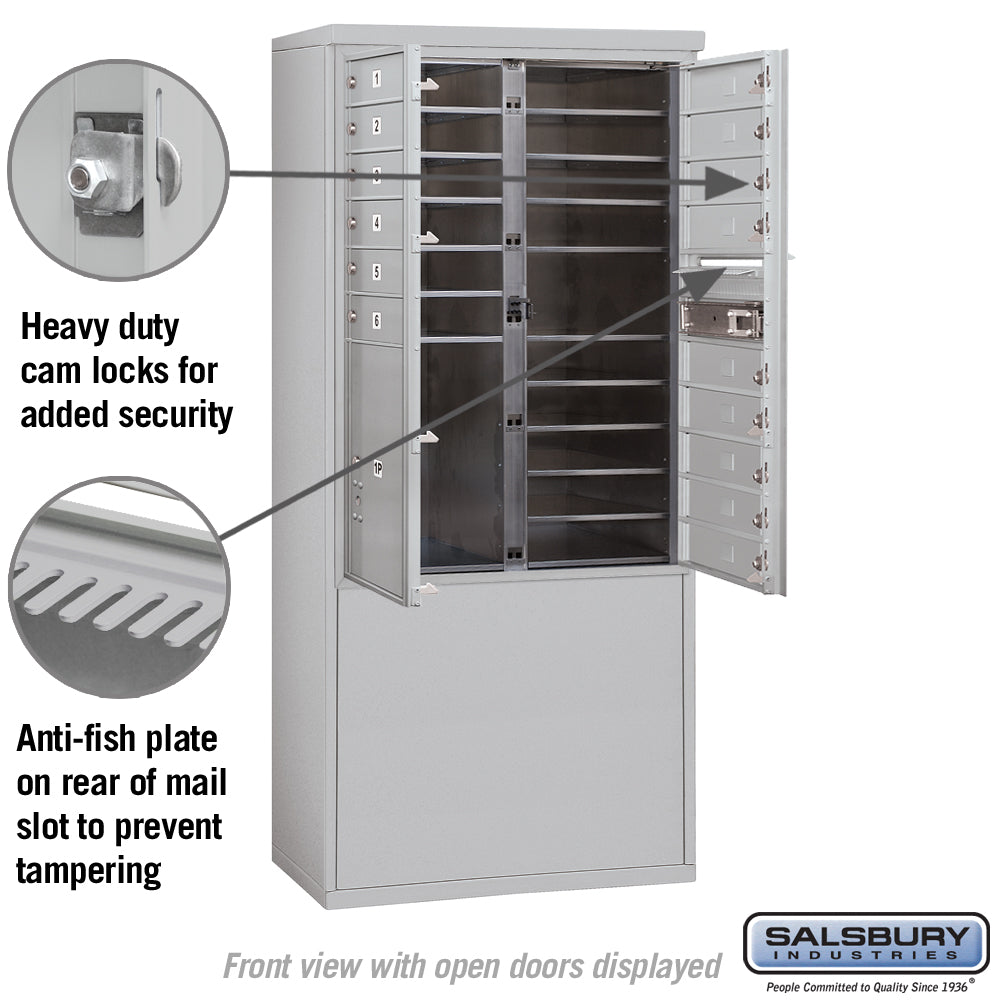 11 Door High Free-Standing 4C Horizontal Mailbox with Parcel Locker in Aluminum