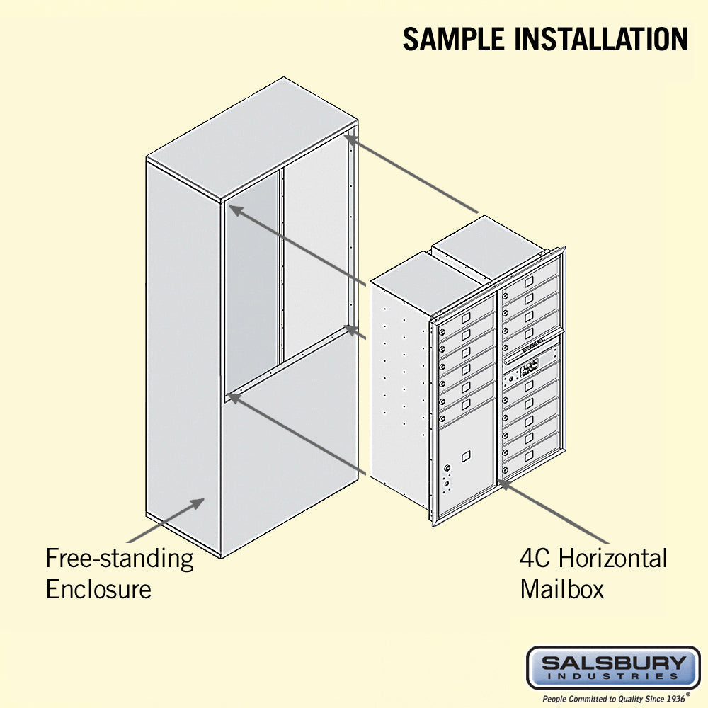 11 Door High Free-Standing 4C Horizontal Mailbox with Parcel Locker in Aluminum