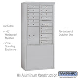 11 Door High Free-Standing 4C Horizontal Mailbox with Parcel Locker in Aluminum