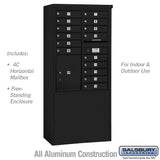 11 Door High Free-Standing 4C Horizontal Mailbox with Parcel Locker in Black