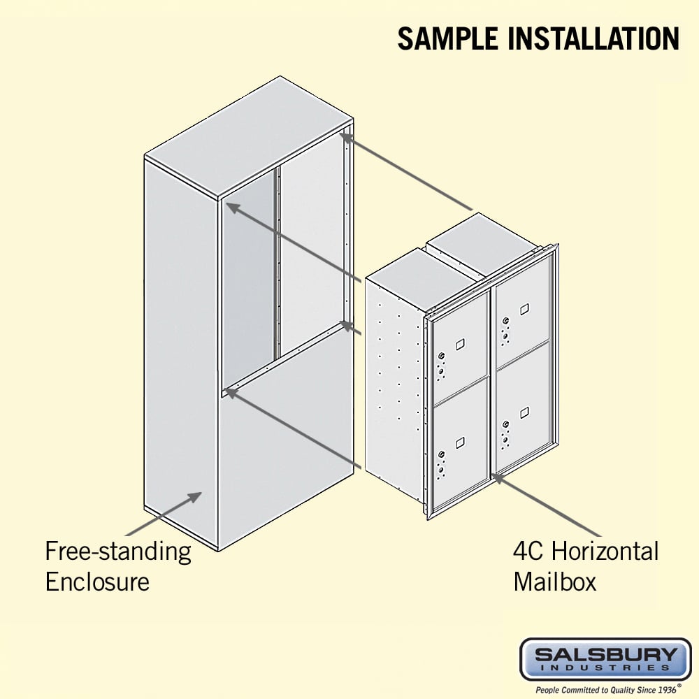 Free-Standing 4C Horizontal Mailbox Unit with Parcel Lockers