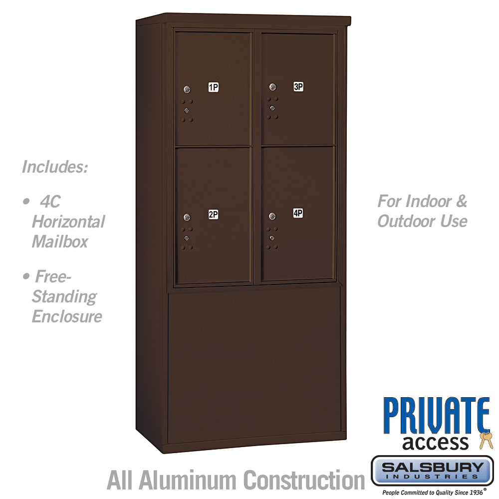 11-Door Free-Standing Parcel Locker with 4 Parcel Compartments in Bronze