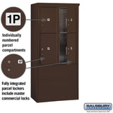 11-Door Free-Standing Parcel Locker with 4 Parcel Compartments in Bronze