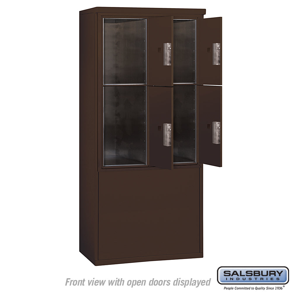 11-Door Free-Standing Parcel Locker with 4 Parcel Compartments in Bronze
