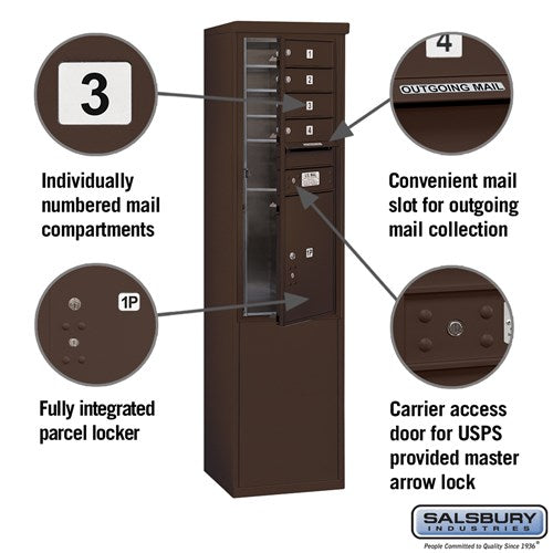 11-Door Free-Standing Mailbox with Parcel Locker in Bronze