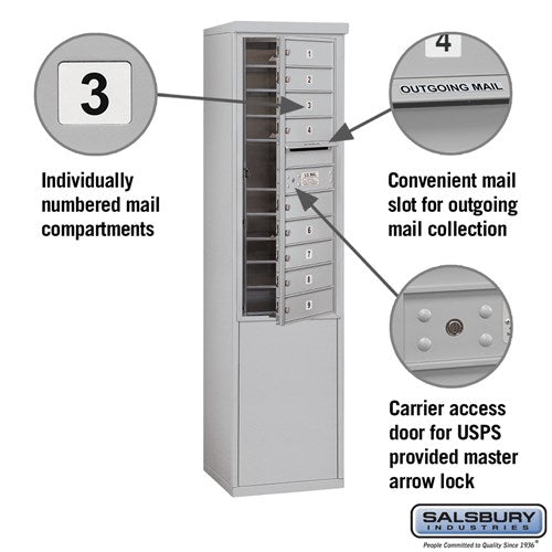 11 Door High Free-Standing 4C Horizontal Mailbox with USPS Access
