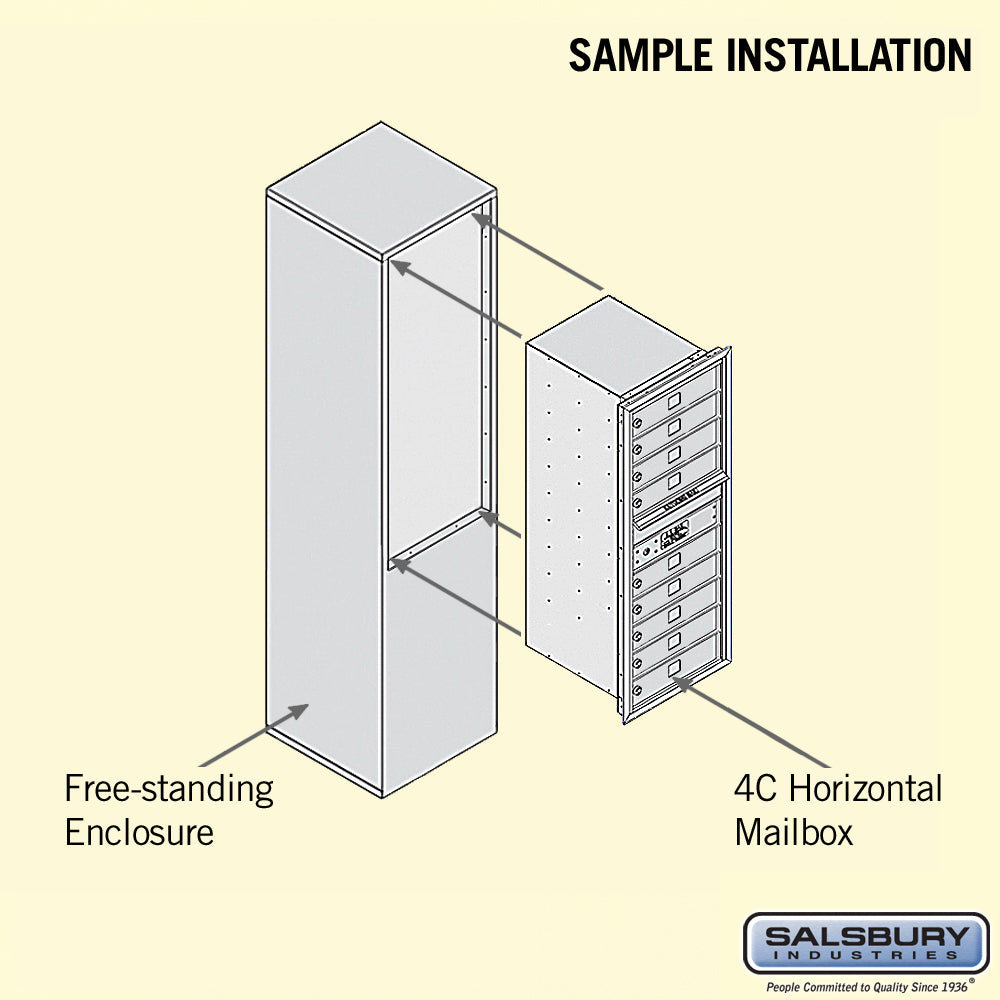 Free-Standing 4C Horizontal Mailbox Unit - 11 Door High - Custom Color - Front Loading - Private Access