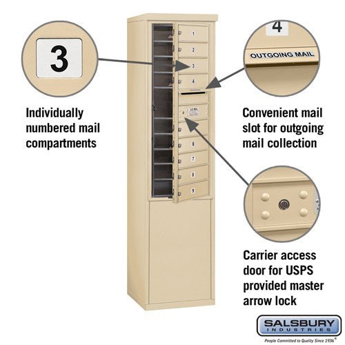 11 Door High Free-Standing 4C Horizontal Mailbox with USPS Access