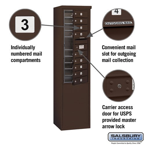 11 Door High Free-Standing 4C Horizontal Mailbox with USPS Access