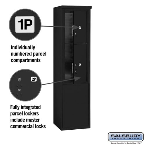 11 Door Free-Standing Parcel Locker with 2 Parcel Lockers in Black for Private Access