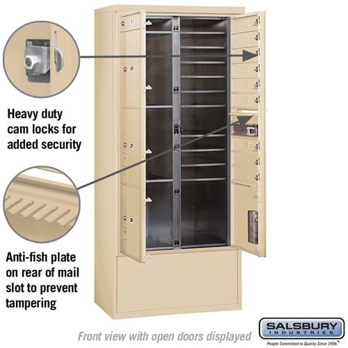 Maximum Height Free-Standing 4C Horizontal Mailbox with Parcel Lockers in Sandstone