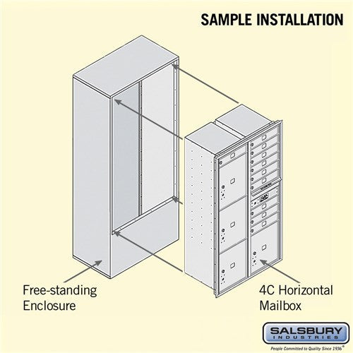 Maximum Height Free-Standing 4C Horizontal Mailbox with Parcel Lockers in Sandstone