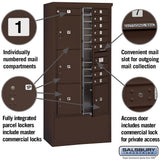Maximum Height Free-Standing 4C Horizontal Mailbox with Parcel Lockers in Bronze