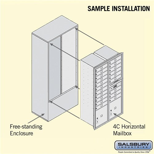 Maximum Height Free-Standing 4C Horizontal Mailbox with 20 Doors and 2 Parcel Lockers