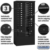 Maximum Height Free-Standing 4C Horizontal Mailbox with 20 Doors and 2 Parcel Lockers in Black with Private Access
