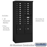 Maximum Height Free-Standing 4C Horizontal Mailbox with 20 Doors and 2 Parcel Lockers in Black with USPS Access