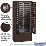 Maximum Height Free-Standing 4C Horizontal Mailbox with 14 Doors in Bronze with Private Access