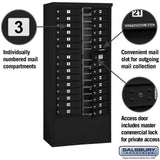 Maximum Height Free-Standing 4C Horizontal Mailbox with 29 Doors in Black with Private Access