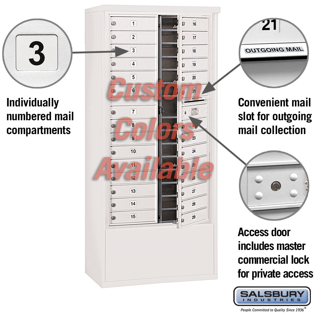 Free-Standing 4C Horizontal Mailbox Unit with 29 MB1 Doors, Custom Color, Front Loading, Private Access