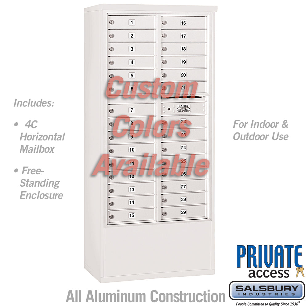 Free-Standing 4C Horizontal Mailbox Unit with 29 MB1 Doors, Custom Color, Front Loading, Private Access