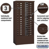Maximum Height Free-Standing 4C Horizontal Mailbox with 29 Doors in Bronze with Private Access