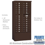 Maximum Height Free-Standing 4C Horizontal Mailbox with 29 Doors in Bronze with Private Access