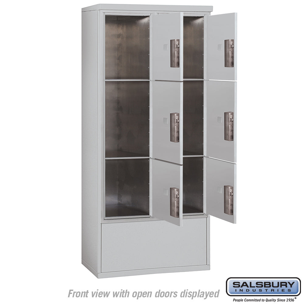 Maximum Height Free-Standing 4C Horizontal Parcel Locker with 6 Parcel Lockers in Aluminum