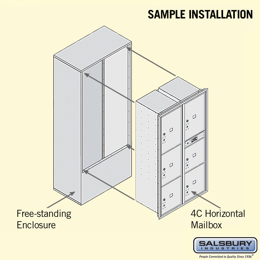 Maximum Height Free-Standing 4C Horizontal Parcel Locker with 6 Parcel Lockers in Aluminum