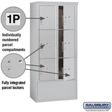 Maximum Height Free-Standing 4C Horizontal Parcel Locker with 6 Parcel Lockers in Aluminum with USPS Access