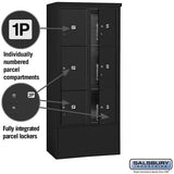 Maximum Height Free-Standing 4C Horizontal Parcel Locker with 6 Parcel Lockers in Black with USPS Access