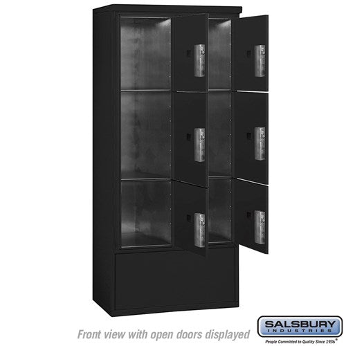 Maximum Height Free-Standing 4C Horizontal Parcel Locker with 6 Parcel Lockers in Black with USPS Access