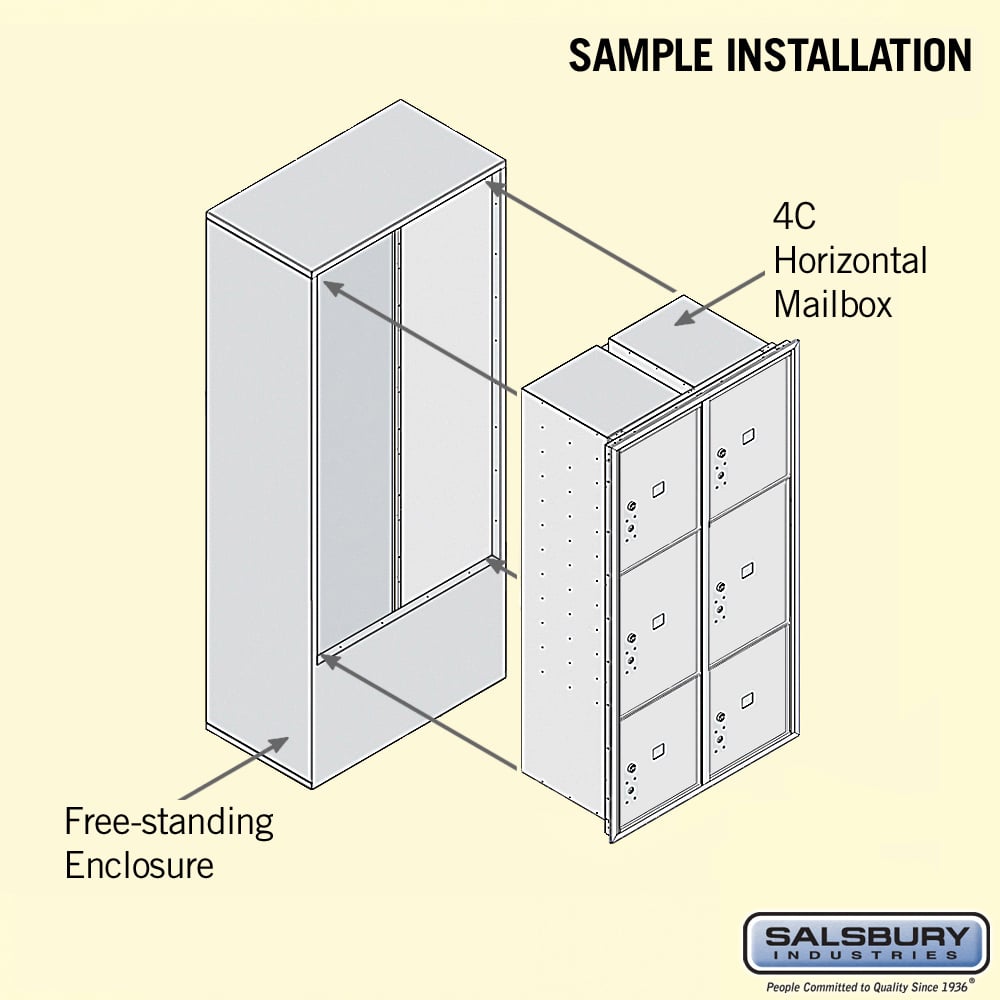 Free-Standing 4C Horizontal Mailbox Unit with Parcel Lockers