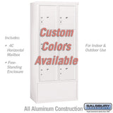 Free-Standing 4C Horizontal Mailbox Unit with Parcel Locker and Enclosure