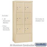 Maximum Height Free-Standing 4C Horizontal Parcel Locker with 6 Parcel Lockers in Aluminum with USPS Access