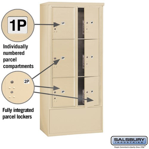 Maximum Height Free-Standing 4C Horizontal Parcel Locker with 6 Parcel Lockers in Aluminum with USPS Access