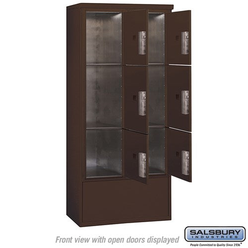 Maximum Height Free-Standing Parcel Locker with 6 Compartments in Bronze