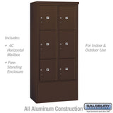 Maximum Height Free-Standing Parcel Locker with 6 Compartments in Bronze