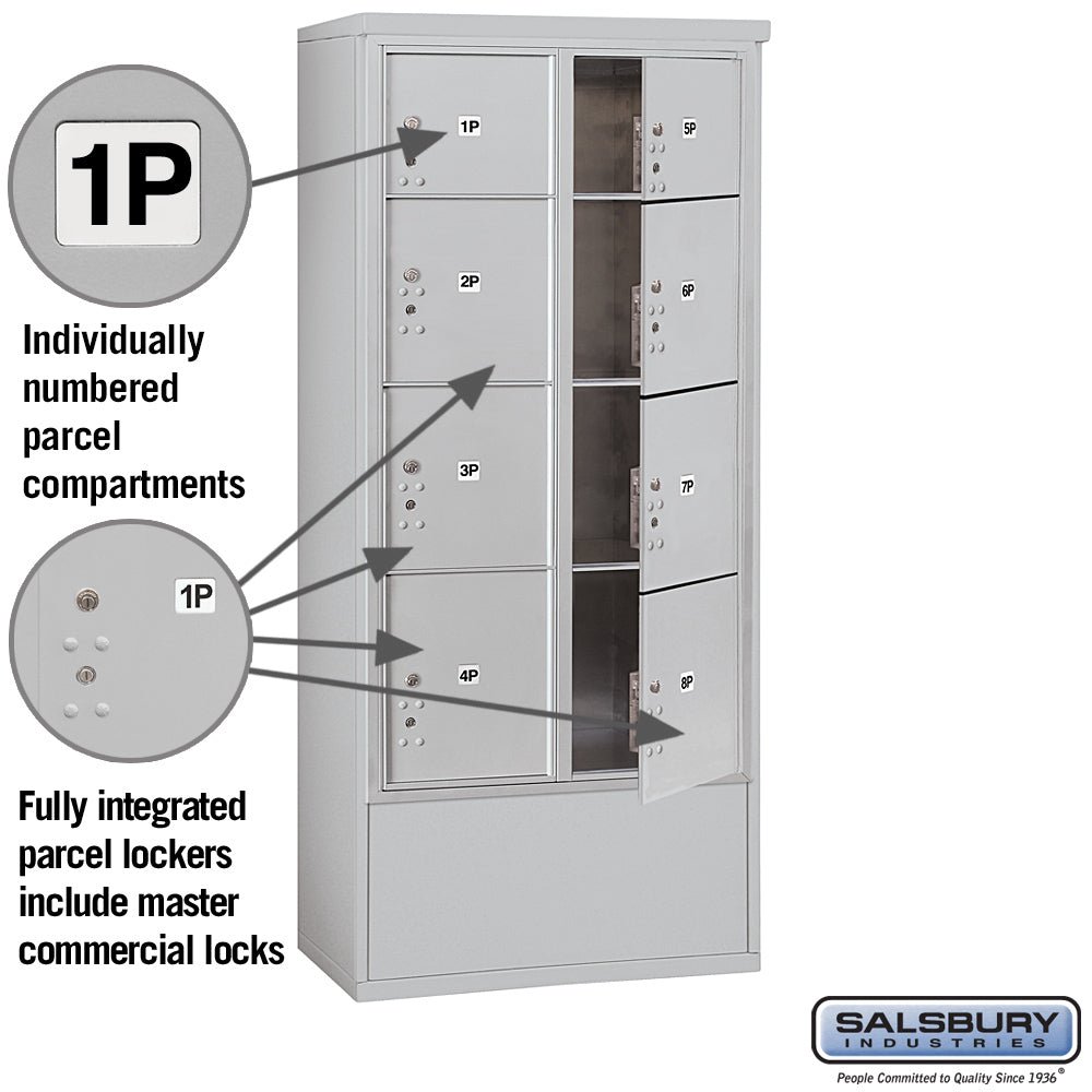 Salsbury Free-Standing 4C Horizontal Mailbox Unit with Parcel Lockers, Double Column, 72-1/8 in. H