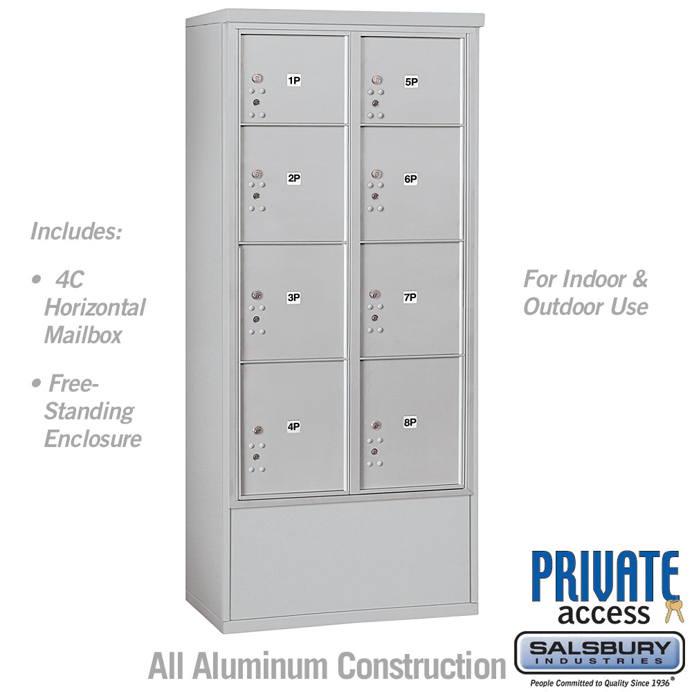 Maximum Height Free-Standing 4C Horizontal Parcel Locker with 8 Parcel Compartments