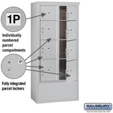 Maximum Height Free-Standing 4C Horizontal Parcel Locker with 8 Parcel Lockers in Aluminum with USPS Access