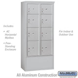 Maximum Height Free-Standing 4C Horizontal Parcel Locker with 8 Parcel Lockers in Aluminum with USPS Access